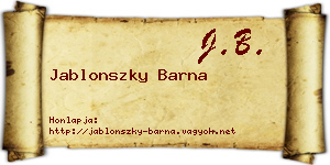 Jablonszky Barna névjegykártya
