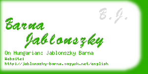 barna jablonszky business card